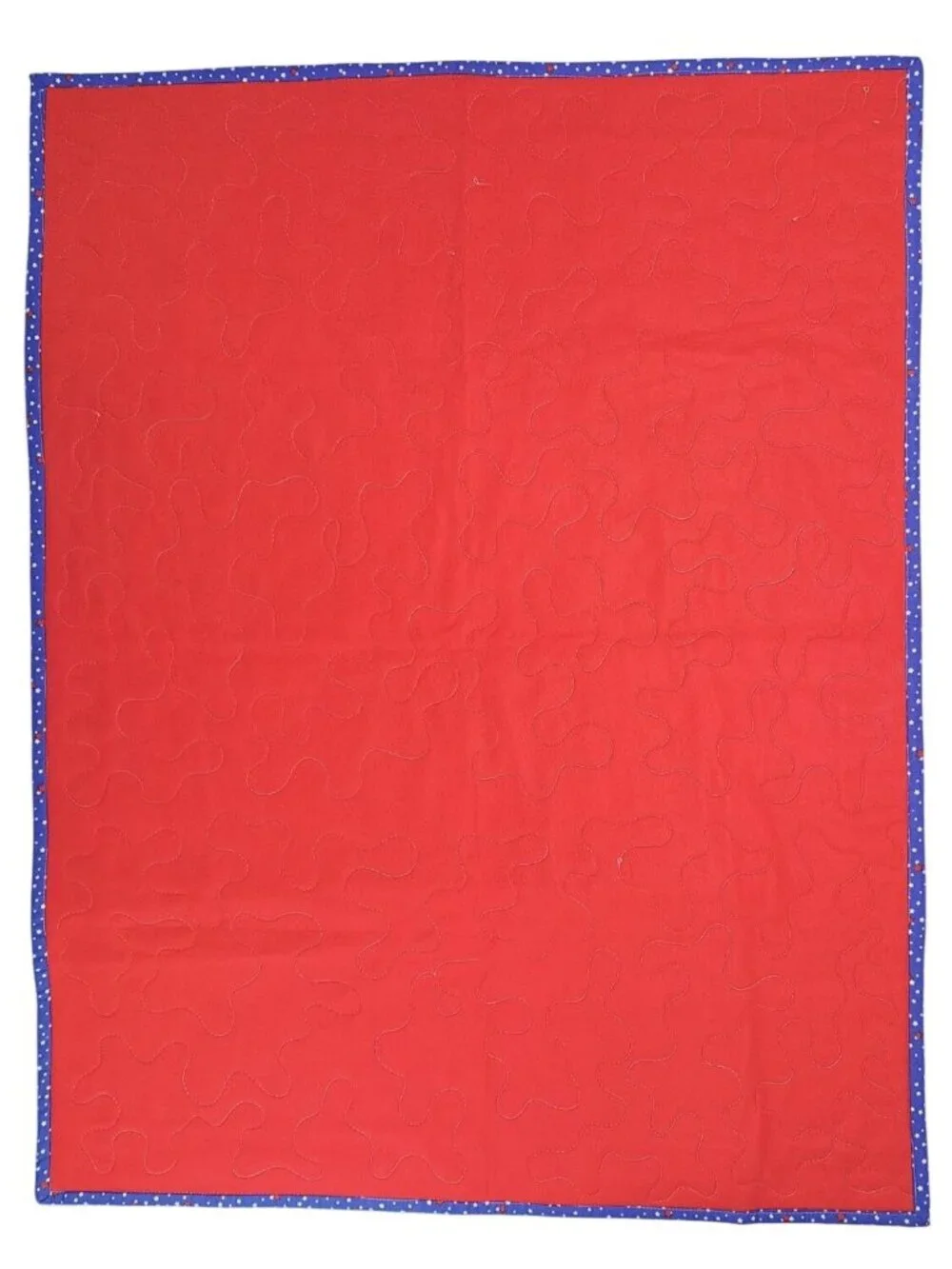 University Of Kansas Jayhawk KU Handmade Patchwork Baby Quilt Red Blue 39